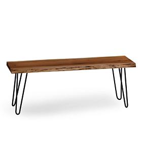 Alaterre Furniture Live Edge 48" Wood Entryway Bench with Hairpin Legs