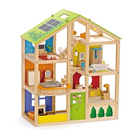 All Seasons Wooden Furnished Dollhouse Playset