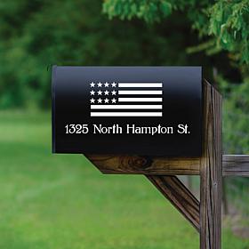 American Flag Personalized Mailbox - White Decal