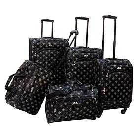 American Flyer Fleur de lis 5-Piece Spinner Luggage Set