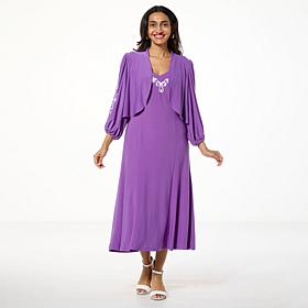 Antthony 2-piece Soutache Midi Dress & Shrug Set