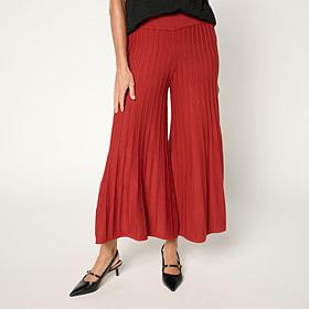 Antthony Sweater Knit Pull-On Gaucho Pant with Piping