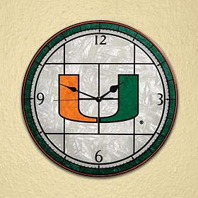 Art Glass Wall Clock - University of Miami