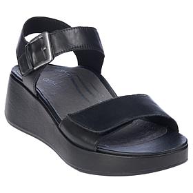 "As Is" Aetrex® Ariel Memory Foam Arch Support Leather Wedge Sandal