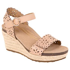 "As Is" Aetrex® Sydney Cut-Out Leather Espadrille Wedge Sandal