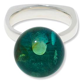 "As Is" Amber Extraordinaire Sterling Silvr Amber Ball Euro Shank Ring