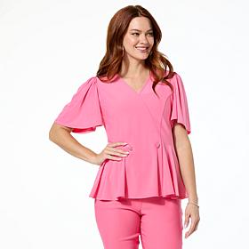 "As Is" Antthony Flutter Sleeve Peplum Top