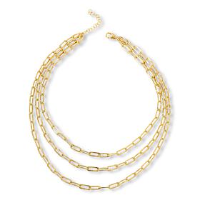 "As Is" Bellezza 18" Bronze Graduated 3-Row Paperclip Chain Necklace