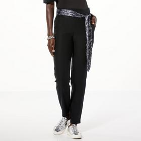 "As Is" C Wonder Performance Stretch Knit Scarf Belt Pant