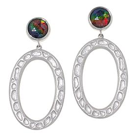 "As Is" Canadian Ammolite Gems Strlng Slvr Ammolite Oval Drop Earrings