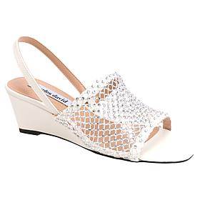 "As Is" Charles by Charles David Aneah Rhinestone Open Toe Wedge Sa...