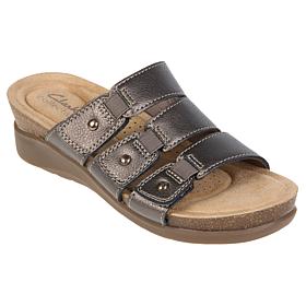 "As Is" Clarks Colltn Calenne Lily Heritage Casual Leathr Wedge Sandal