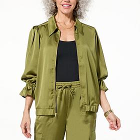"As Is" Colleen Lopez Balloon Sleeve Zip Front Jacket