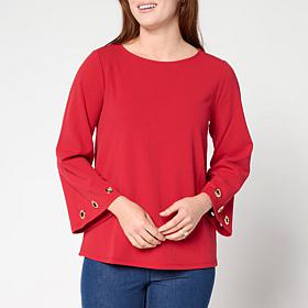 "As Is" Colleen Lopez Crepe Knit Top with Grommets