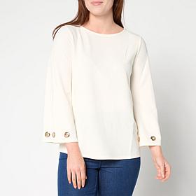 "As Is" Colleen Lopez Crepe Knit Top with Grommets