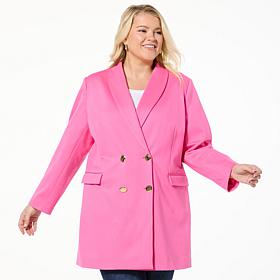 "As Is" Colleen Lopez Double Breasted Ponte Knit Blazer