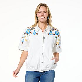 "As Is" Colleen Lopez Embroidered Denim Jacket