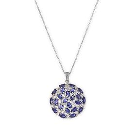 "As Is" Colleen Lopez Iolite & Zircon Round Cluster Pendant with Chain