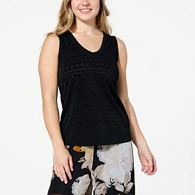 "As Is" Colleen Lopez Knit Eyelet Tank Top 