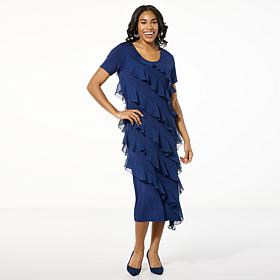"As Is" Colleen Lopez Knit Tiered Ruffle Dress