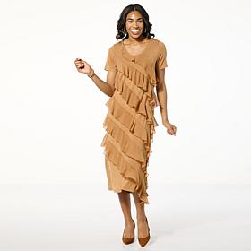 "As Is" Colleen Lopez Knit Tiered Ruffle Dress