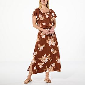 "As Is" Colleen Lopez Off-the-Shoulder Printed Knit Maxi Dress