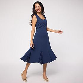 "As Is" Colleen Lopez Portrait Neck Lace Godet Knit Dress