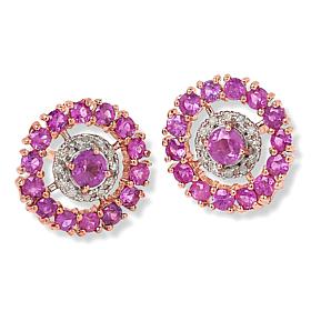 "As Is" Colleen Lopez Sapphire and Diamond Round Stud Earrings