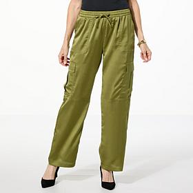 "As Is" Colleen Lopez Satin Pull-On Cargo Pant