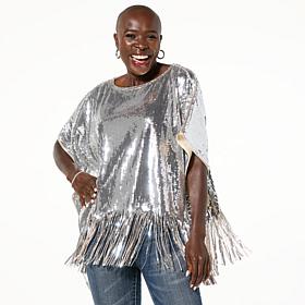 "As Is" Colleen Lopez Sequined Top with Fringe