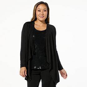 "As Is" Colleen Lopez Sequined Twofer Top with Front Cascade Panels
