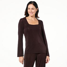 "As Is" Colleen Lopez Square Neck Top with Bell Sleeves