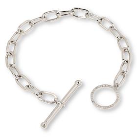 "As Is" Colleen Lopez Sterling Silvr 1/4ctw White Diamnd Toggle Braclt