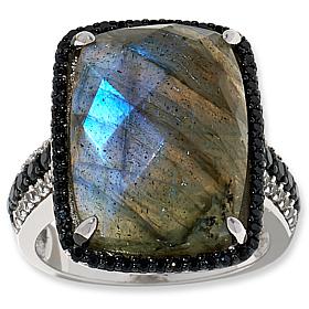 "As Is" Colleen Lopez Sterling Silvr Labradorite, Spinel & Zircon Ring