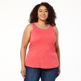 "As Is" Colleen Lopez Tank Top with Jewel Embellished Neckline