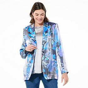 "As Is" Colleen Lopez Woven Blazer with Zippered Sleeve Detail