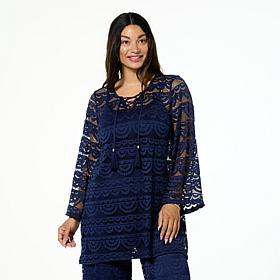 "As Is" Colleen Lopez Woven Lace V-Neck Tunic