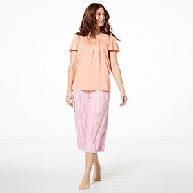 "As Is" Comfort Code 2-piece Soft & Light Top and Capri Pant Sleep Set