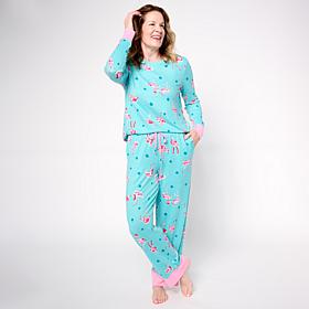 "As Is" Comfort Code Brushed Ultra Knit 2-piece Top and Pant Holida...