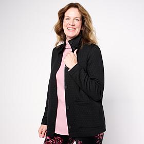 "As Is" Comfort Code Quilted Knit Button-Front Topper