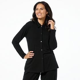 "As Is" Comfort Code Ribbed Knit Collared Cardigan Top