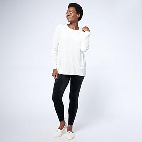 "As Is" Comfort Code Velour Knit Foil Trim Tunic and Legging Set