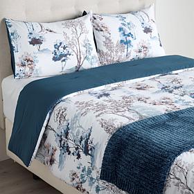 "As Is" Concierge Collection Cotton 4-Piece Comforter & Throw Bundle