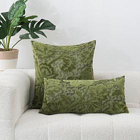"As Is" Concierge Collection Set of 2 Velvet Jacquard Decorative Pi...