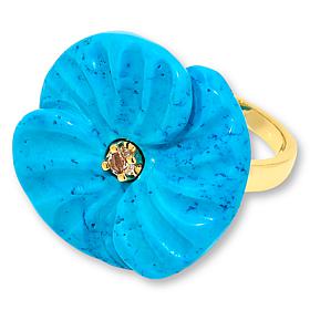 "As Is" Connie Craig Carroll Jewelry Laura Carved Gem Flower Ring