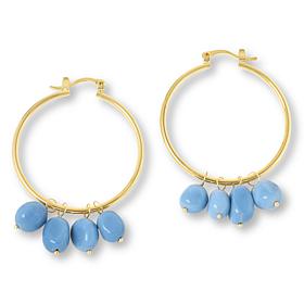 "As Is" Connie Craig Carroll Jewelry Skylen Opal Drop Hoop Earrings