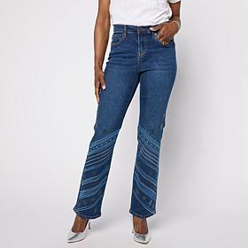 "As Is" DG2 by Diane Gilman Americana Embroidered Bootcut Jean