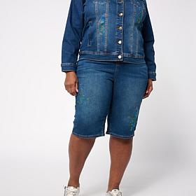 "As Is" DG2 by Diane Gilman Crystal Embellished Pull-On Bermuda