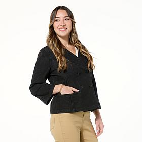 "As Is" DG2 by Diane Gilman Dream Drape Denim Double-Breasted Jacket