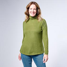 "As Is" DG2 by Diane Gilman Embellished Long-Sleeve Turtleneck Top